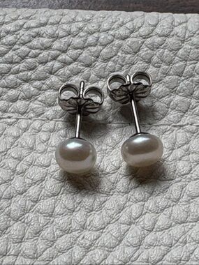 Titanium Cultured White Pearl (6-6.5 mm) Stud Earrings NEW